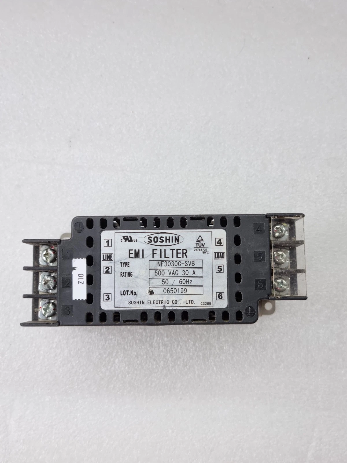 SOSHIN NF3030C-SVB EMI FILTER 500 VAC 30A 50/60Hz